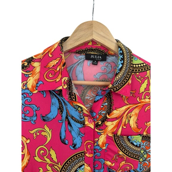 Julia by Love J Shirt Dress Womens Size M Button Up Versailles Cottagecore Artsy - Picture 6 of 11